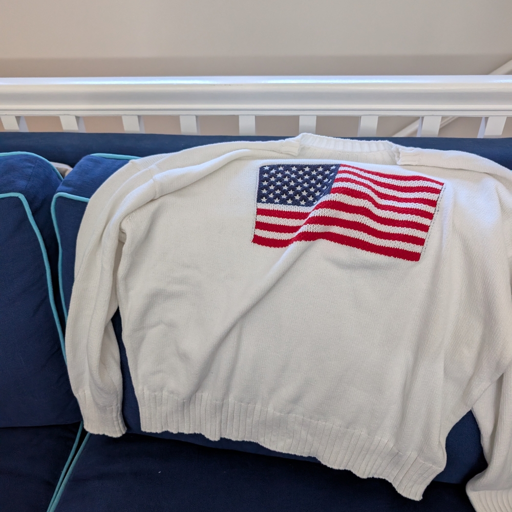Wild Fable White Sweater with American Flag Design